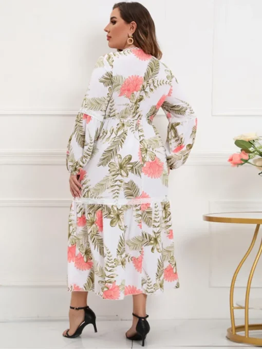 Plus Size Floral Print Long Dress - Image 2