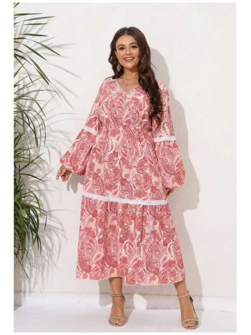 Plus Size Floral Print Long Dress - Image 5