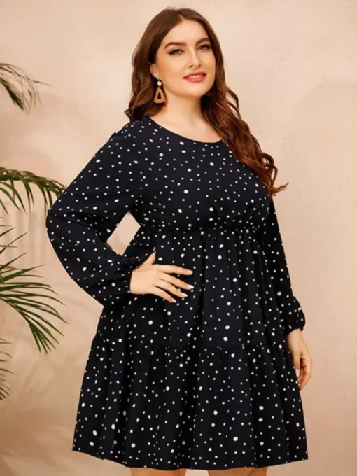 Plus Size Polka Dot Midi Dress - Image 4