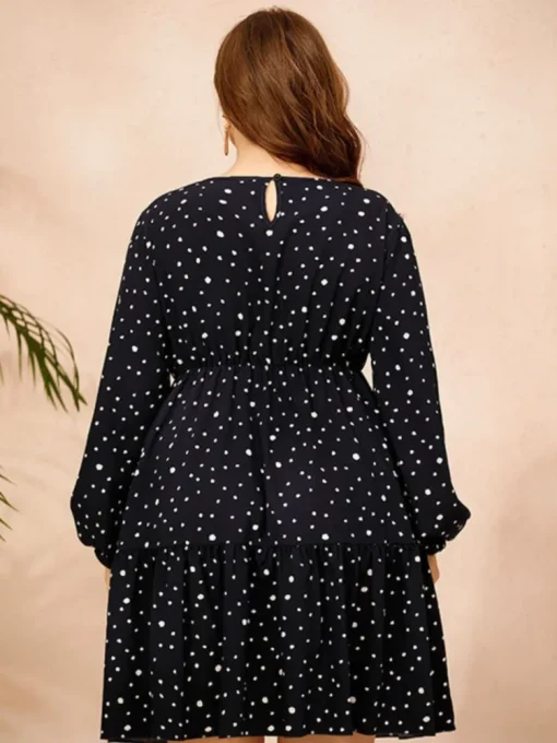 Plus Size Polka Dot Midi Dress