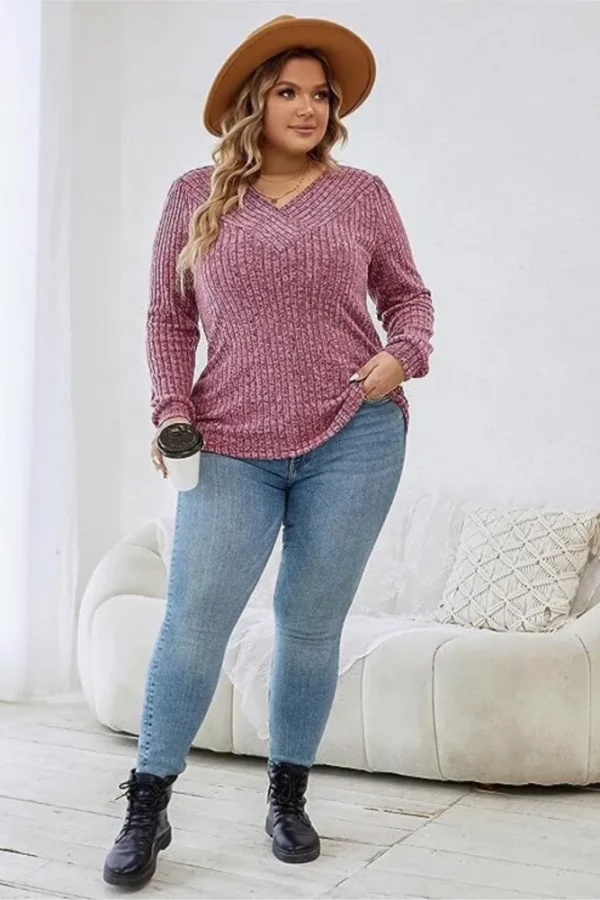 Plus Size V-Neck Pullover Sweater