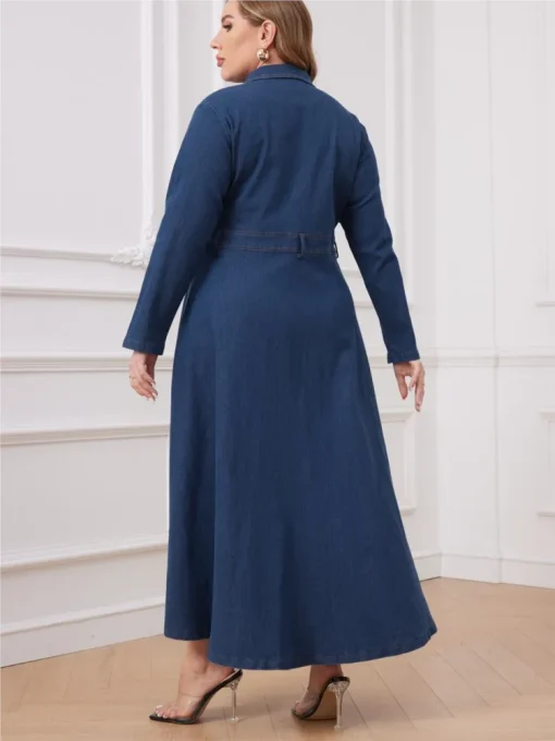 Plus Size Denim Long Sleeve Dress - Image 3