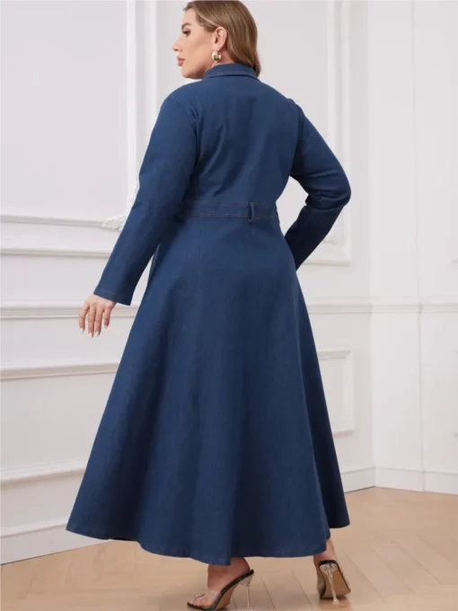 Plus Size Denim Long Sleeve Dress