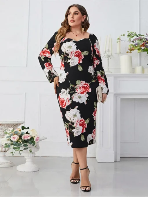 Plus Size Floral Midi Dress - Image 2