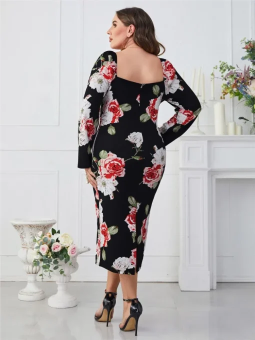 Plus Size Floral Midi Dress - Image 3