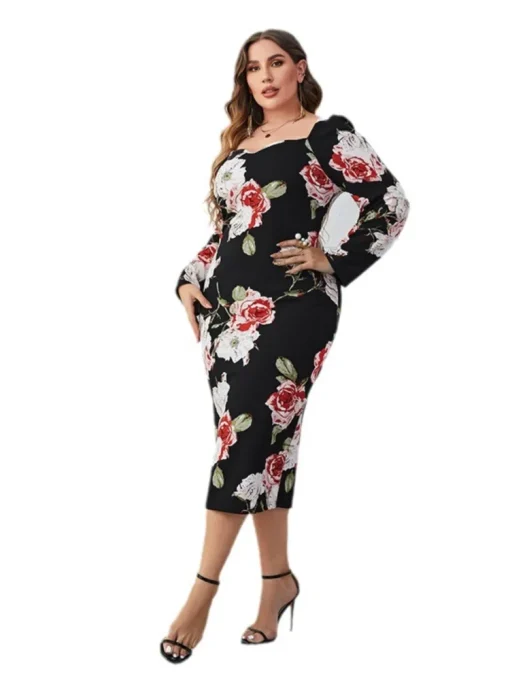 Plus Size Floral Midi Dress - Image 5