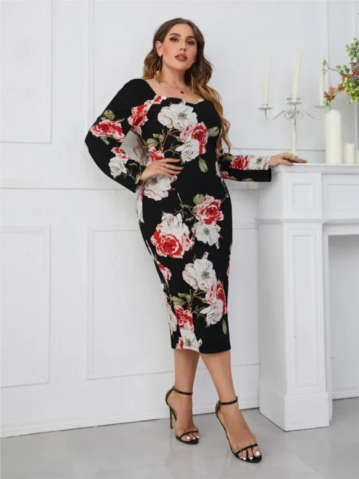 Plus Size Floral Midi Dress - Image 6