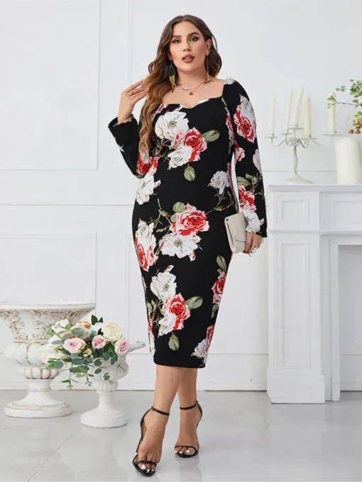 Plus Size Floral Midi Dress