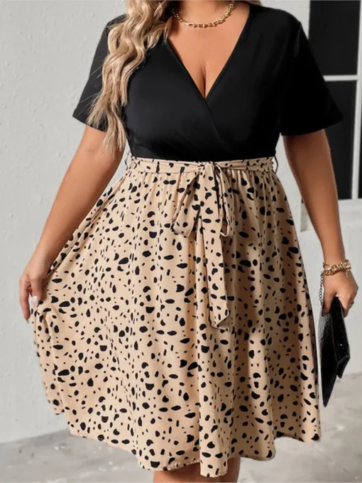 Plus Size Leopard Print Mini Dress - Image 2