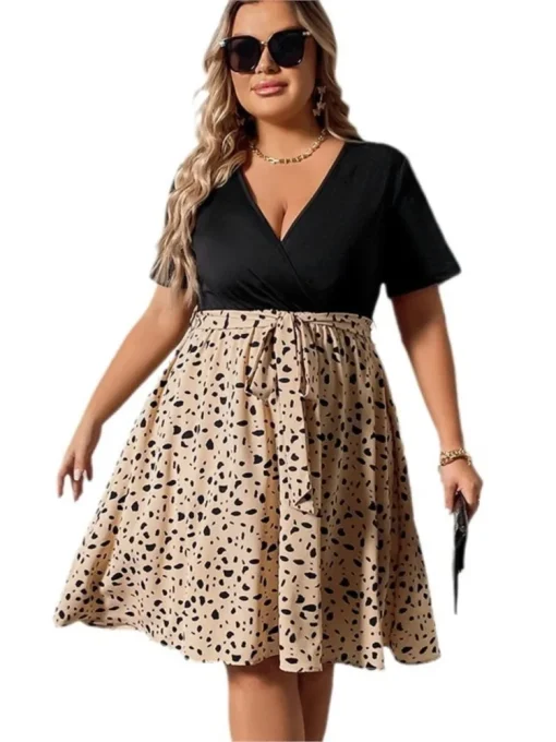 Plus Size Leopard Print Mini Dress - Image 4