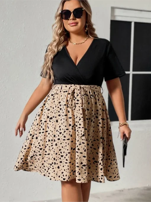 Plus Size Leopard Print Mini Dress - Image 5