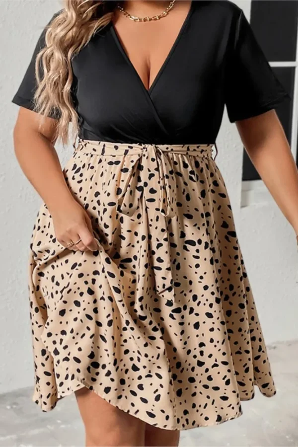 Plus Size Leopard Print Mini Dress