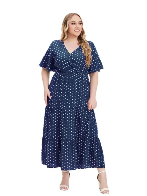 Plus Size Polka Dot Ruffle Dress - Image 2