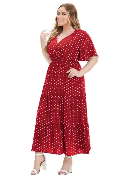 Plus Size Polka Dot Ruffle Dress - Image 3