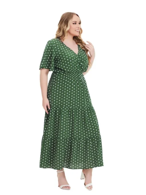 Plus Size Polka Dot Ruffle Dress - Image 4