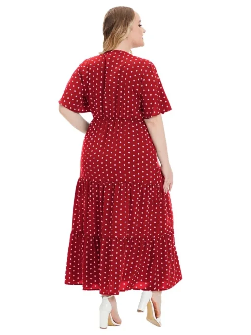 Plus Size Polka Dot Ruffle Dress - Image 5