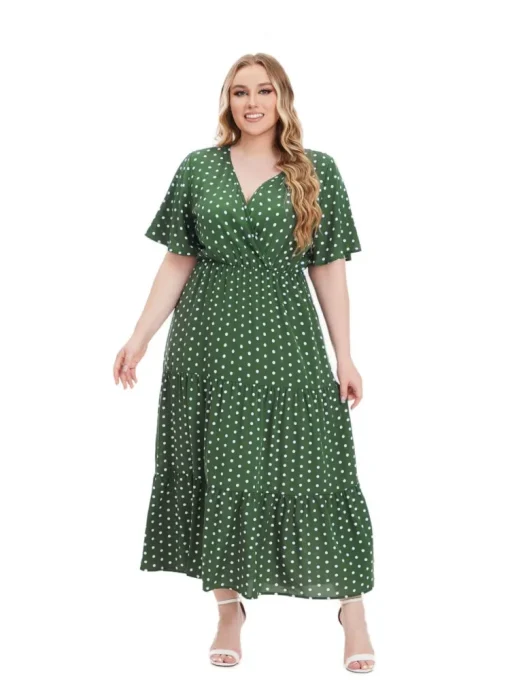 Plus Size Polka Dot Ruffle Dress