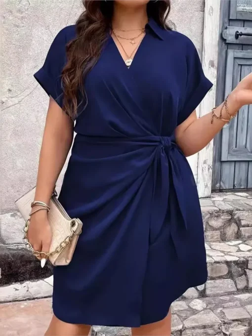 Plus Size V-Neck Mini Dress - Image 2