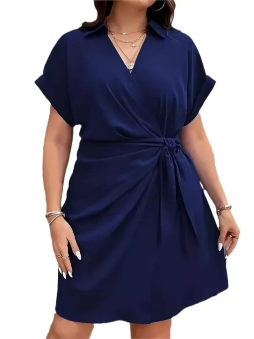 Plus Size V-Neck Mini Dress - Image 5