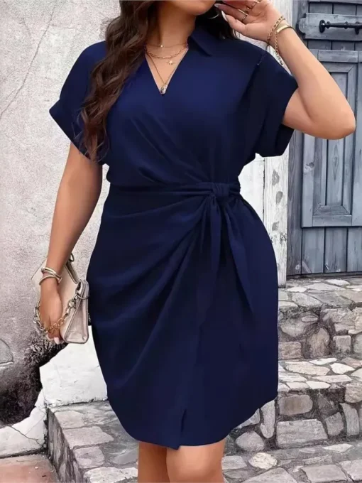 Plus Size V-Neck Mini Dress