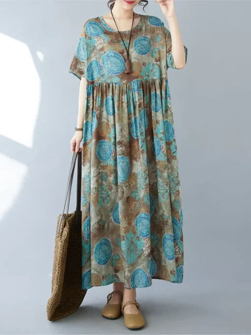 Polka Dot Print Casual Oversized Summer Long Dress