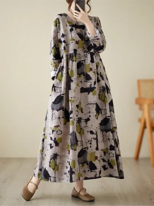 Oversized Floral Print Long Dress - Image 3