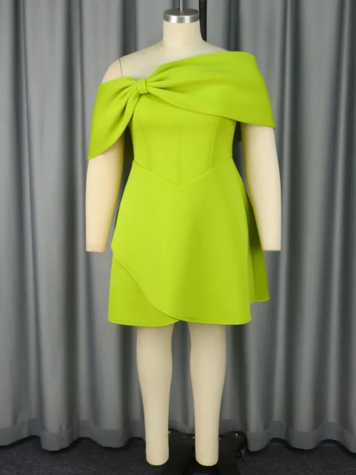 Green Off Shoulder Party Dress Plus Size - Image 2