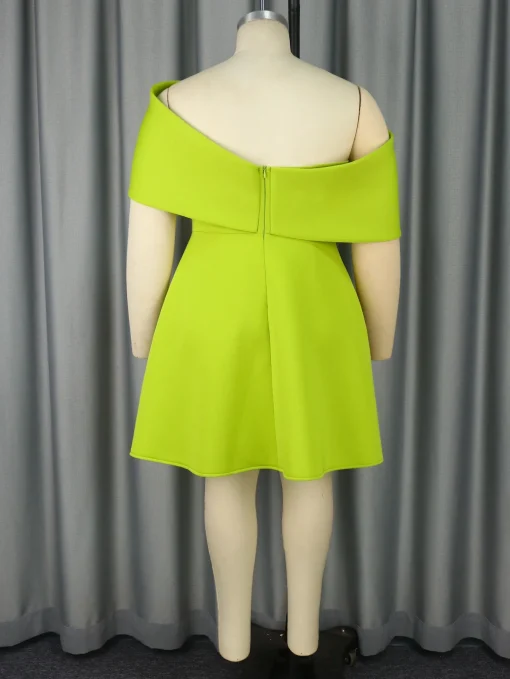 Green Off Shoulder Party Dress Plus Size - Image 4