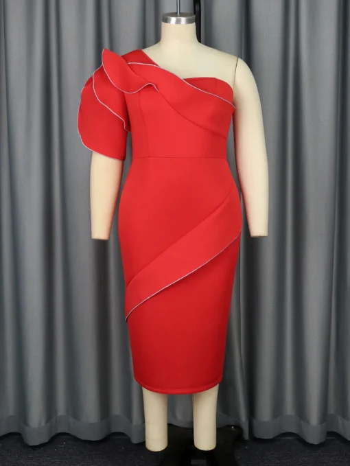 Red Ruffle Party Dress - Image 2