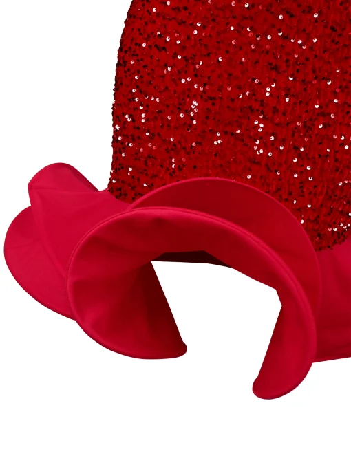 Red Sequin Velvet Party Dress - Image 6