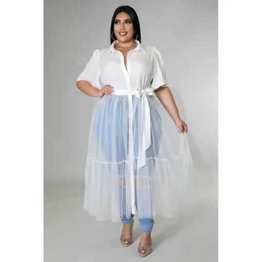 Plus Size Mesh Patchwork Dress - Image 4