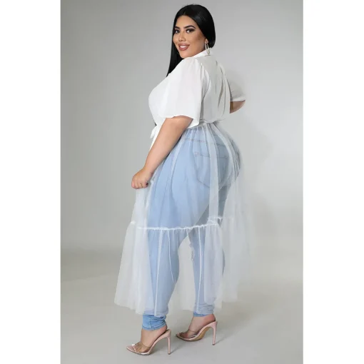 Plus Size Mesh Patchwork Dress - Image 5