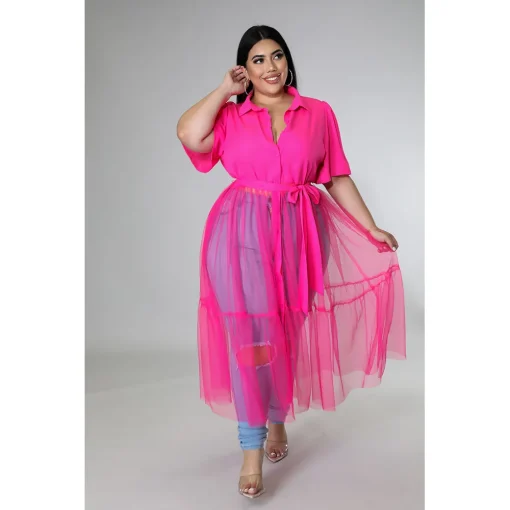 Plus Size Mesh Patchwork Dress