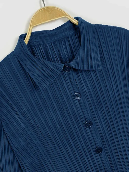 Autumn Pleated Lapel Shirt - Image 2