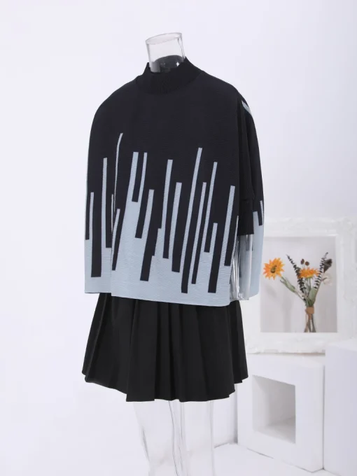 Striped Pleated Batwing T-Shirt