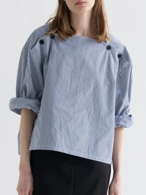 Striped Square Collar Blouse