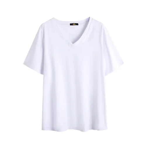 Plus Size V-Neck Cotton T-Shirt - Image 6