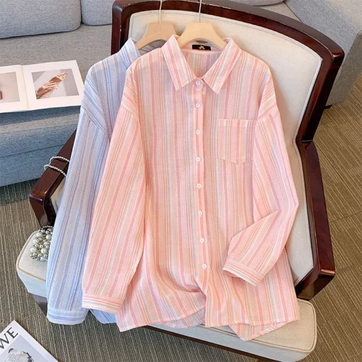 Plus Size Striped Polo Shirt