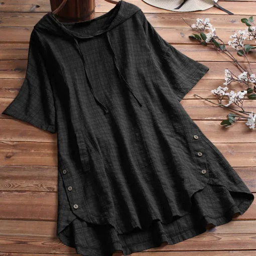 Plus Size Hooded Plaid T-Shirt - Image 5