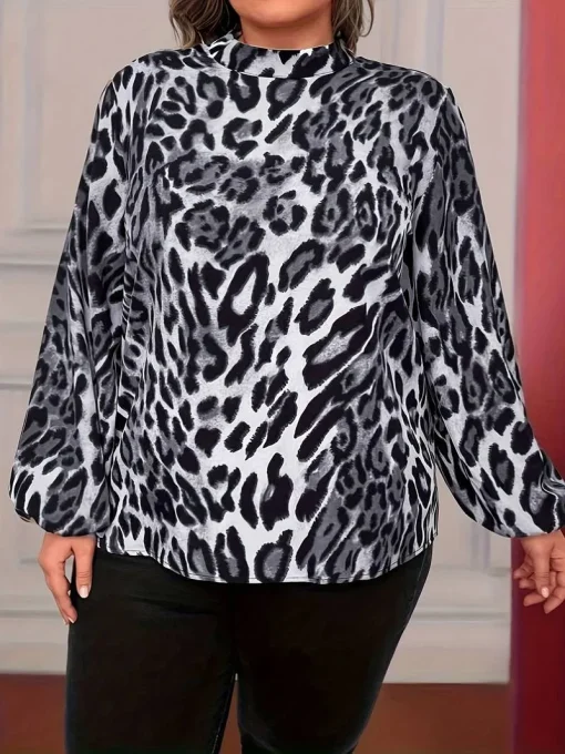 Plus Size Leopard Print Shirt - Image 3