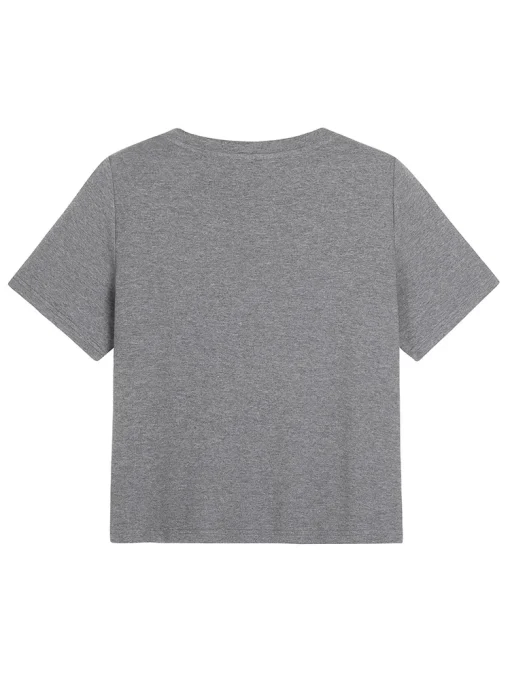 Plus Size Pearl Bow Gray T-Shirt