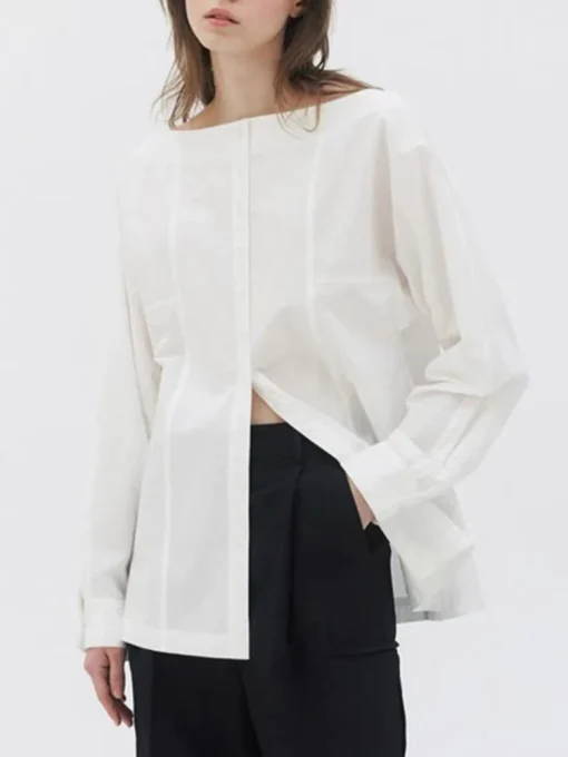 Slash Neck Long Sleeve Blouse - Image 5