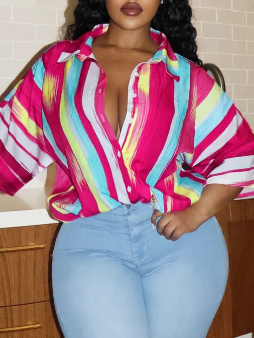 Plus Size Striped Shirt for Women - Image 2