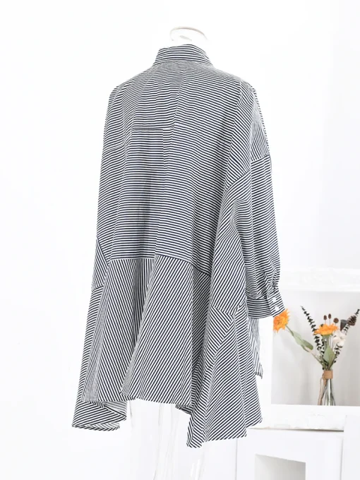 Casual Striped Mid-Length Shirt for Women - Image 3