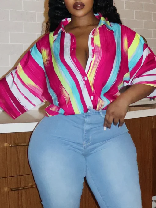 Plus Size Striped Shirt for Women