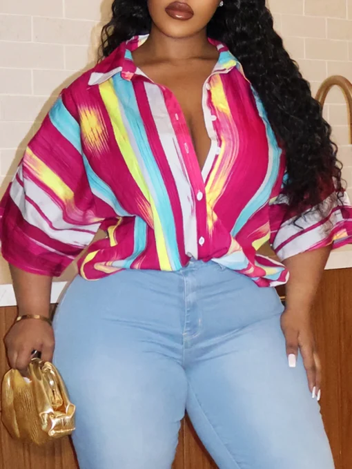 Plus Size Striped Shirt for Women - Image 6