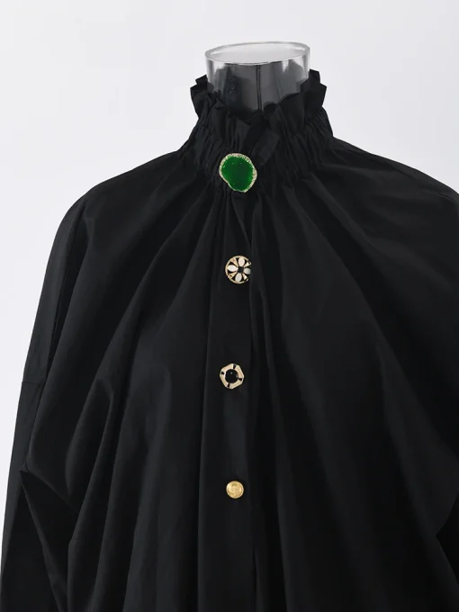 Turtleneck Button Spliced Shirt - Image 3