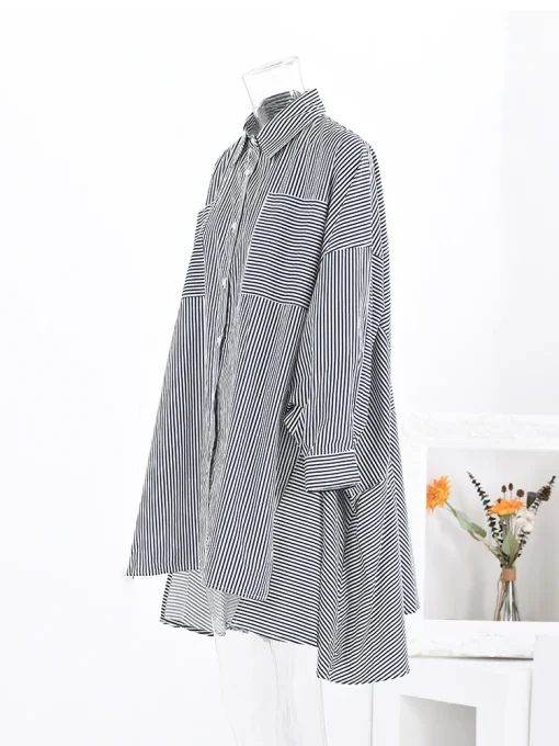 Casual Striped Mid-Length Shirt for Women - Image 2