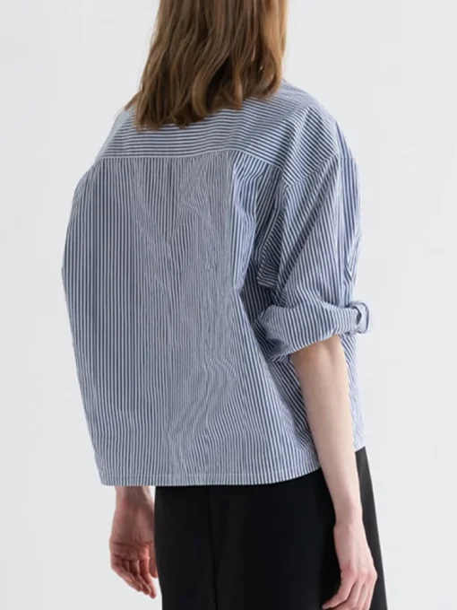 Striped Square Collar Blouse - Image 3