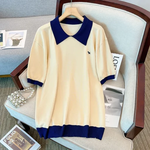 Plus Size Embroidered Polo Top, 6XL-10XL - Image 4